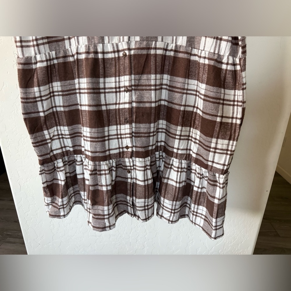 Madison+Husdon|Brown & White Plaid Button-Up Shirt Dress,Casual relaxed fit•NWT - Picture 3 of 11